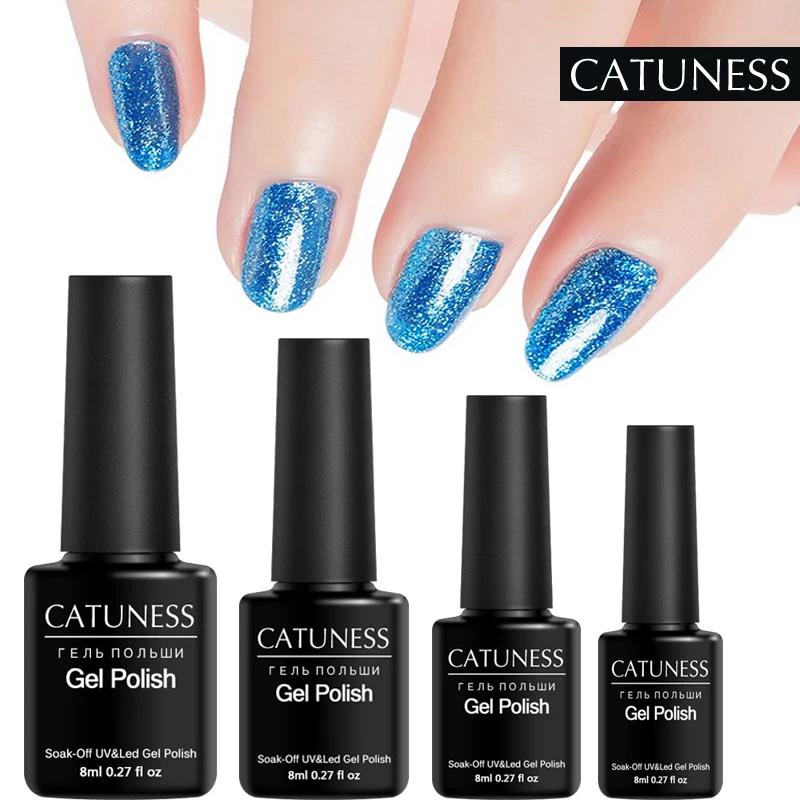 CATUNESS 2018 сияющий Uv гель для ногтей глиттер платины лак Soak Off 8 мл 12 Цветов