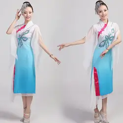 Hanfu танцевальные костюмы древних китайский костюм вентилятор Одежда для танцев зонтик костюм классический женский фея Китайская народная