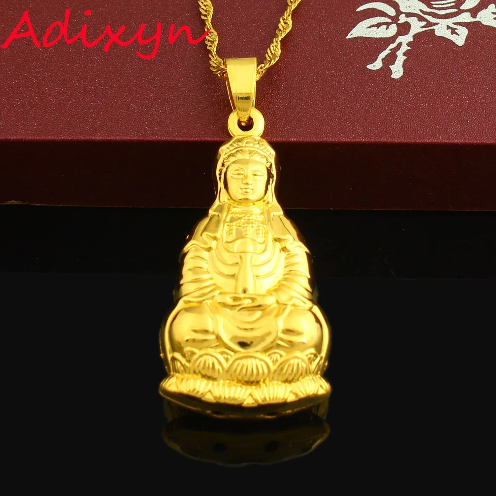 Adixyn Gold Color metal buddhism necklace buddha pendant Buddhism ...