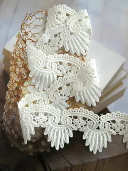 

off White Cotton Lace Trim, Scallop Bridal Lace, Vintage lace CMSR045B 10yards