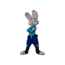 Креативные детские игрушки зеленые пластиковые заглушки строительные блоки детские развивающие игрушки Кролик полицейский подарки на день рождения