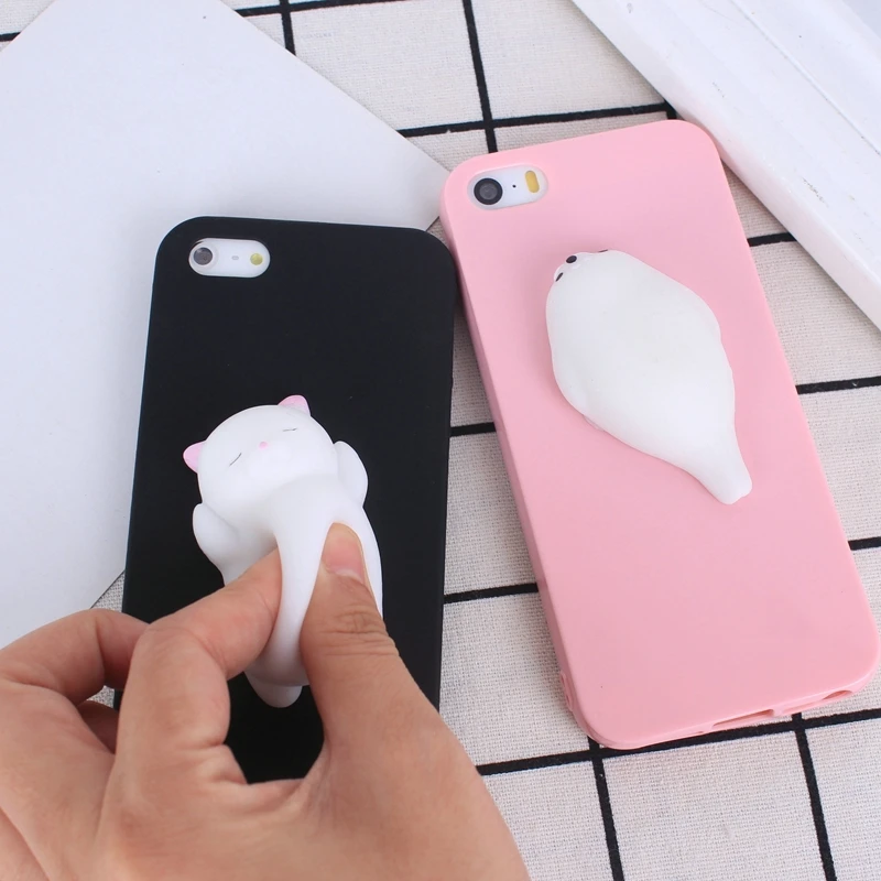 

Cartoon 3D Cute Bear Cat Squishy Case For iphone 7 7 plus Cover Soft Silicone Squeeze Toys For iphone 5 5s 5se 6 6s 6 Plus 5.5''