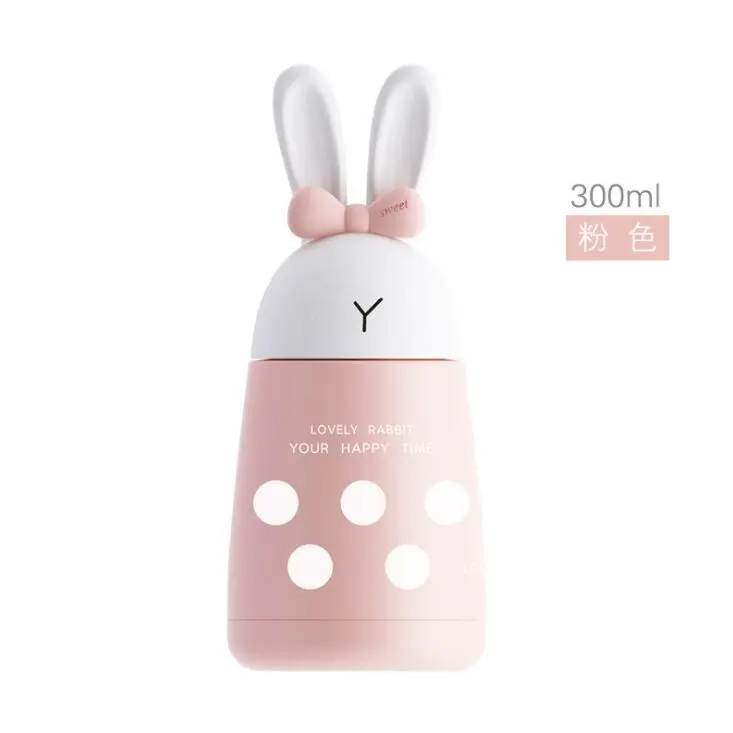 300ML Mini Portable Children Feeding Thermos Vacuum Insulated Cute Rabbit Baby Water Bottle Steel Kid Cup Belly Travel Mug - Цвет: 4