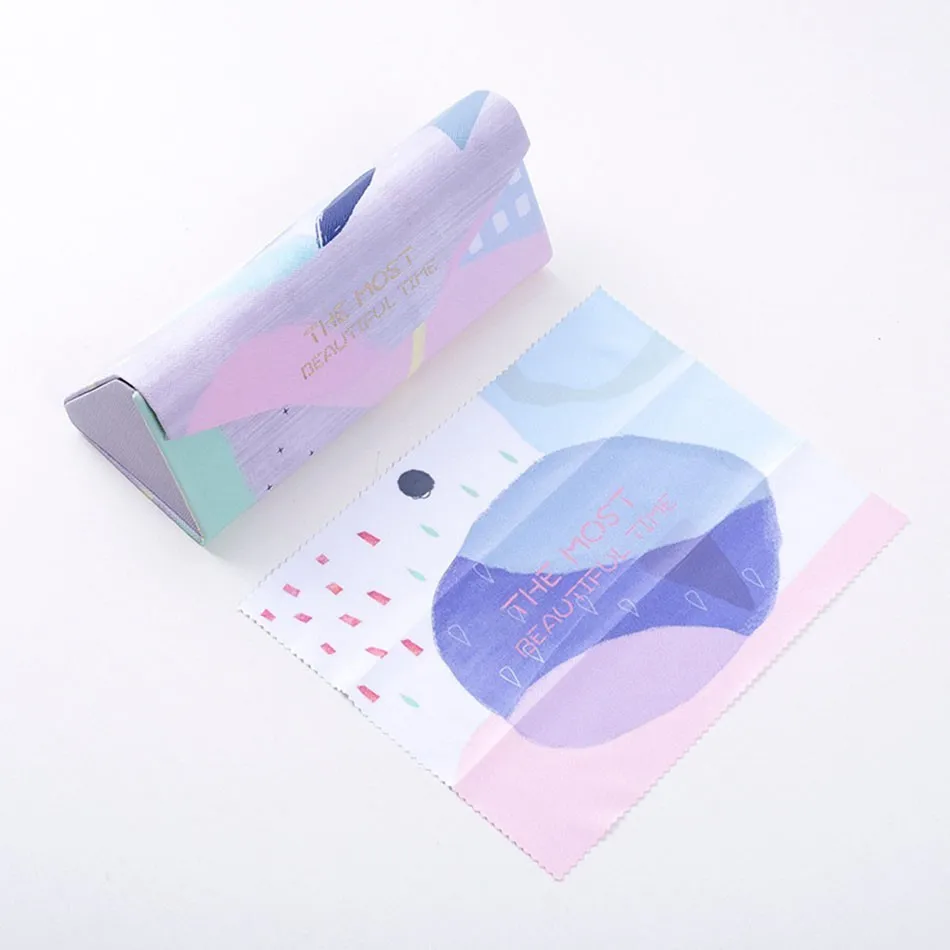 AudWhale Cute Style Sunglasses Case Fold PU Leather Simple Spectacle Case Cute Girls Portable Glasses Cases - Цвет: 14
