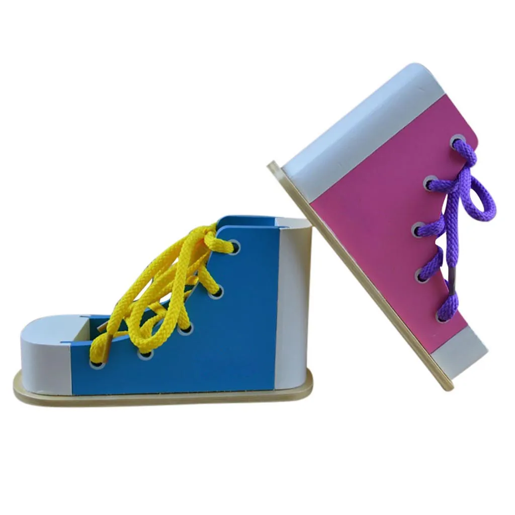  Montessori Toys Educational Wooden Toys for Children Early Learning Teaching Lacing Shoes Kids Tie  - 33063342966