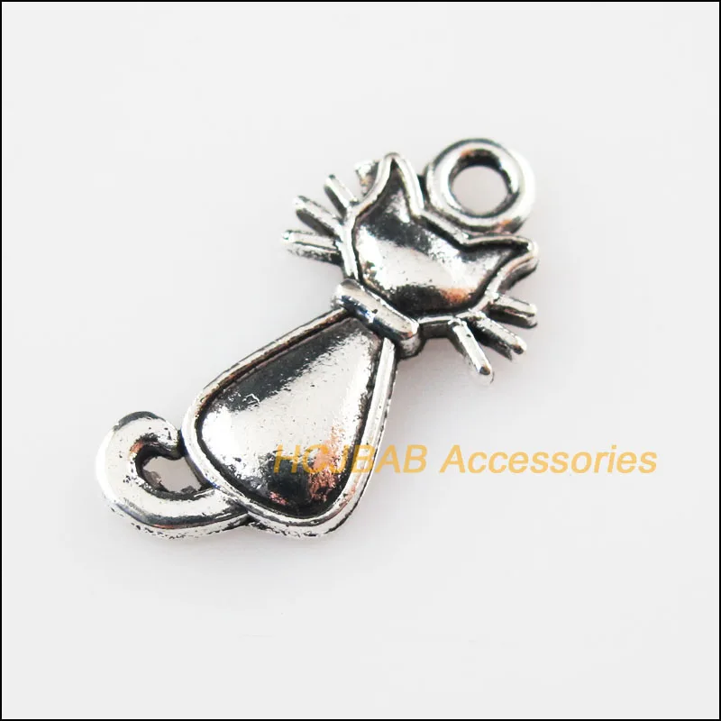 

12Pcs Tibetan Silver Tone Lovely Animal Cat Charms Pendants 11.5x22mm