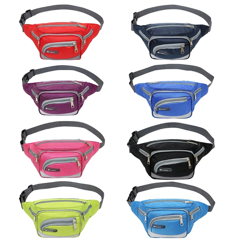 

2018 New Women Men Casual Waist Bags Fashion Multi-functional Fanny Pack 6 Zipper Pockets Waist Bag Waterproof