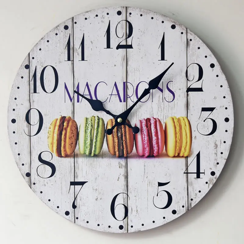 Модные офисные настенные часы Macarons напечатаны винтажный Стильный Деревянный настенные часы для дома бескаркасные декоративные часы для гостиной