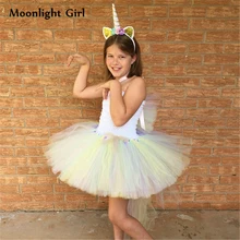 Платье с единорогом; платье-пачка для девочек; костюм единорога на Хэллоуин для детей; праздничные платья с единорогом на день рождения; рождественское платье для девочек; BG033