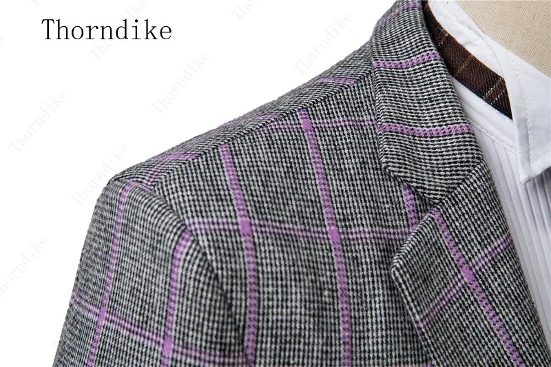 Thorndike(пиджак+ брюки), 2 шт., клетчатый мужской пиджак, модный мужской деловой костюм в полоску, рабочая одежда, костюмы на выпускной, свадьбу, смокинг жениха