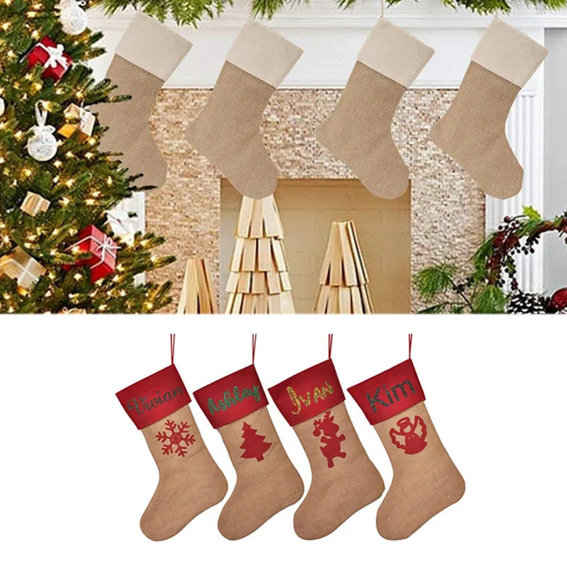 aliexpresscom buy personalized custom name burlap christmas stockings creative candy socks to kids diy fireplace decorfor best xmas gift from reliable - Burlap Christmas Stockings aliexpresscom buy personalized custom name burlap christmas stockings creative candy socks to kids diy fireplace decorfor best xmas gift from reliable - Burlap Christmas Stockings