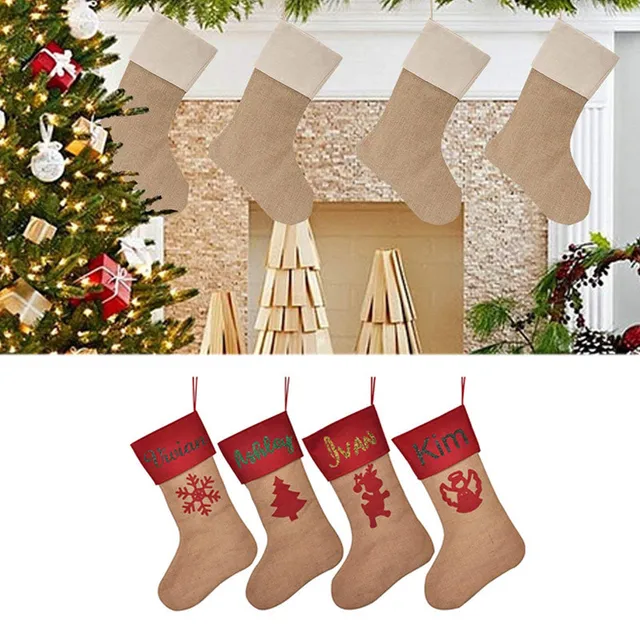 Personalized Custom Name Burlap Christmas Stockings Creative Candy Personalized Custom Name Burlap Christmas Stockings Creative Candy Socks To Kids Diy Fireplace Decorfor Best Xmas