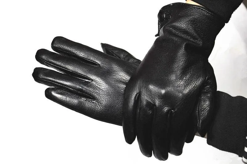 Guantes зимние перчатки мужские кожаные перчатки оленья утолщенная волна воды стиль поддельная подкладка осень и зима теплая