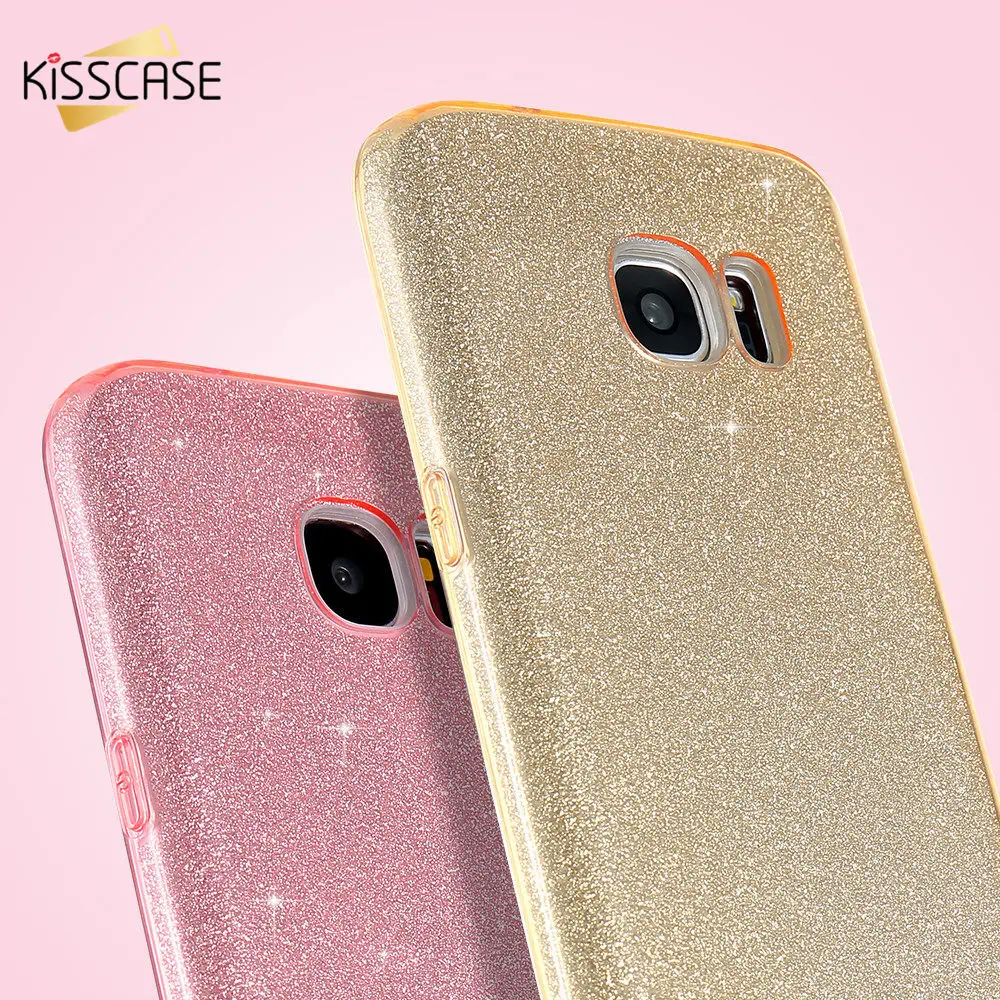 KISSCASE Girly Bling Case For Samsung Galaxy S7 Edge Ultra Slim Clear Sequins Back Cover Phone |