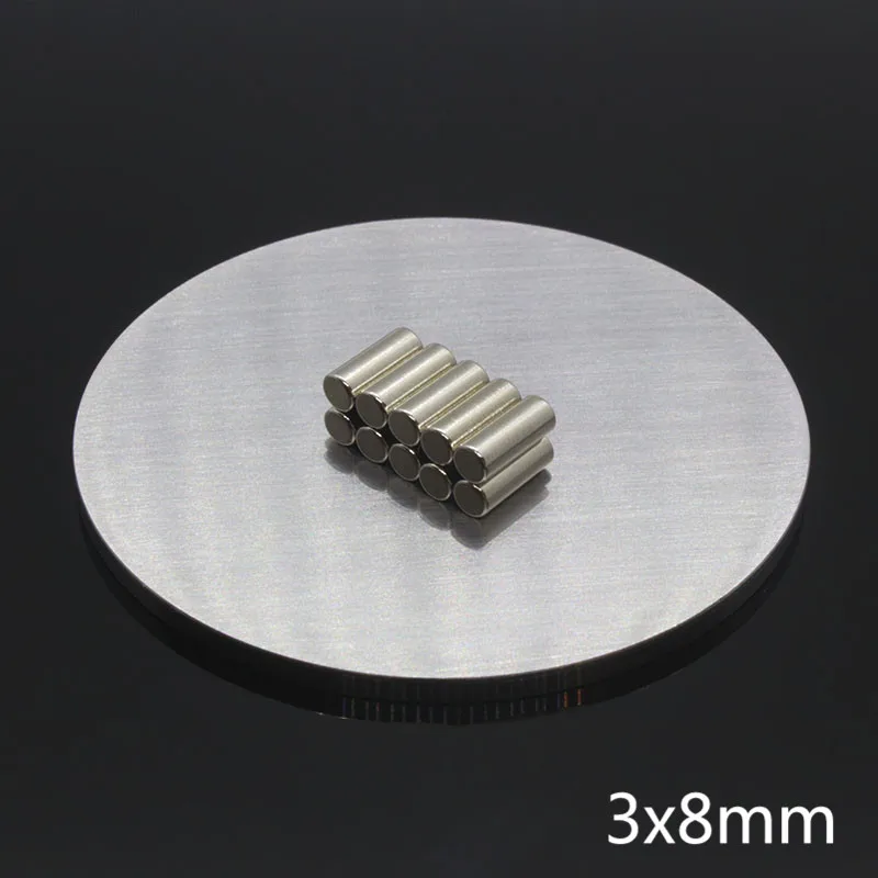 

50pcs Strong powerful Rare Earth NdFeB Magnet 3 x 8mm Round Cylinder Neo Neodymium N35 Magnets Craft Model Disc Sheet 3*8 mm