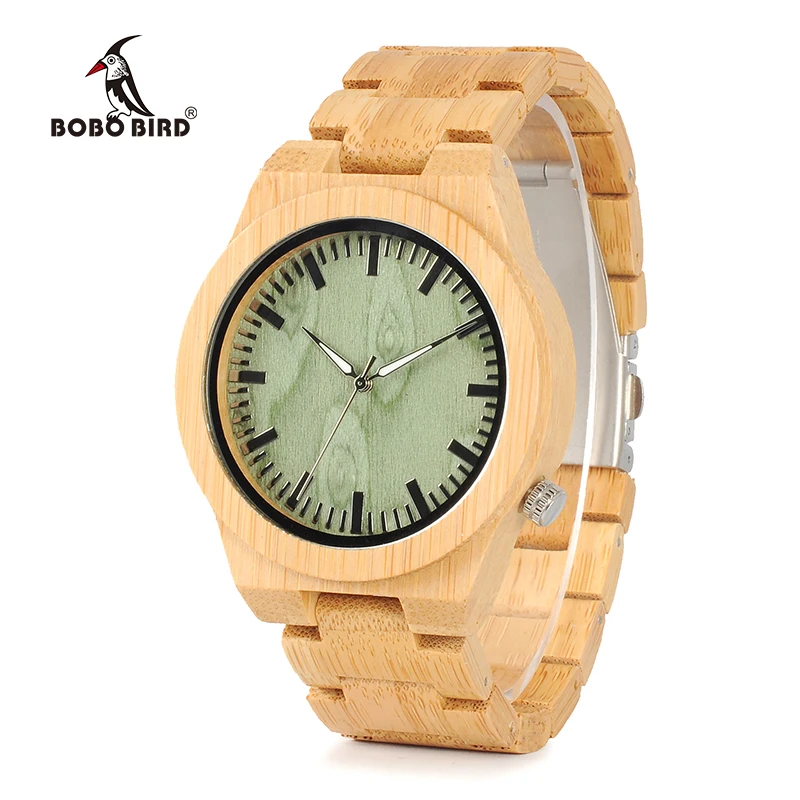 

BOBO BIRD B22 Men's Bamboo Wood Wristwatch Ghost Eyes Wood Strap Glow Analog Watches with Gift Box