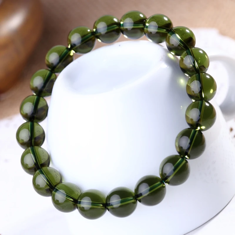 Pure Natural Green Bracelet Czekh Meteorite Bracelet Crystal Hand String Men And Women Fund Enrichment Transport Vanves 10mm Pure Natural Green Bracelet Czekh Meteorite Bracelet Crystal Hand String Men And Women Fund Enrichment Transport Vanves 10mm