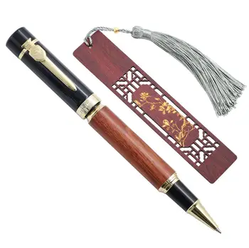 

Retro Jinhao 650 wood Ballpoint Pen and Wooden bookmark 0.7mm Nib Black ink pen for Business Office supplies gifts