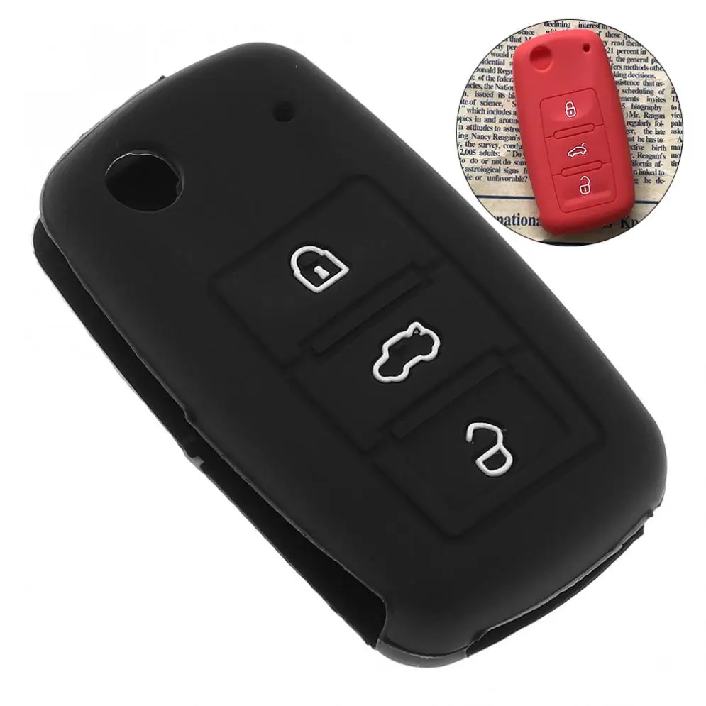 

2 Colors 3 Buttons Silicone Flip Folding Car key Cover Protector Holder for VW Polo Jetta Mk6 Tiguan Gol CrossFox Eos Scirocco