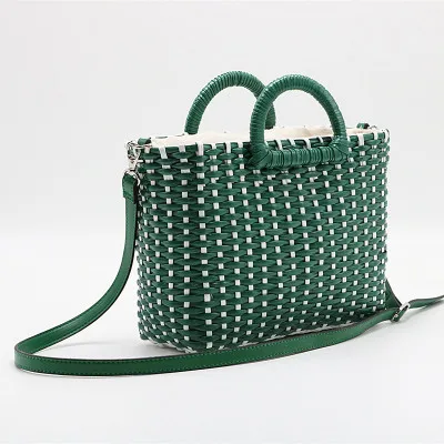 

2019 Hand basket shopping bag green color Bali Island Hand Woven Bag Butterfly buckle Straw Bags Satchel Wind Bohemia Beach Bag