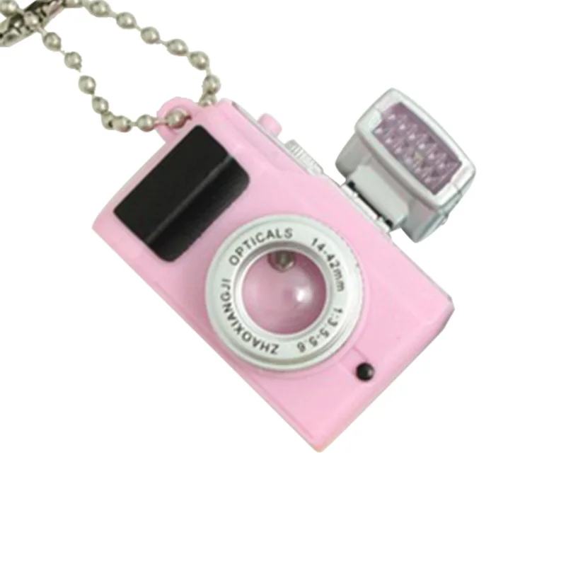Мини-имитационная камера игрушка Ретро амулет камера с Светодиодный Свет Звук цепочка для ключей подвеска светящийся звук камера для ребенка