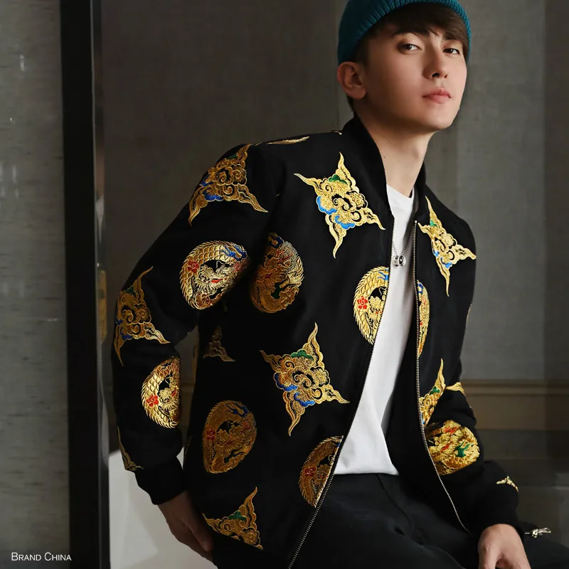 

AreMoMuWha Chinese Style Embroidery Cotton Clothing Clothes Xiangyun Group Dragon Gold Silk Trend Jacket Robes Couple Models 464