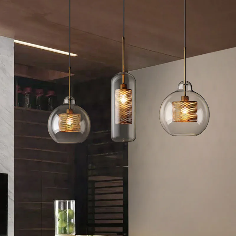 

Vintage Glass Led Pendant Lights Nordic Hanging Lamp Living Room Loft Industrial Decor Kitchen Light Fixture Suspension Luminair