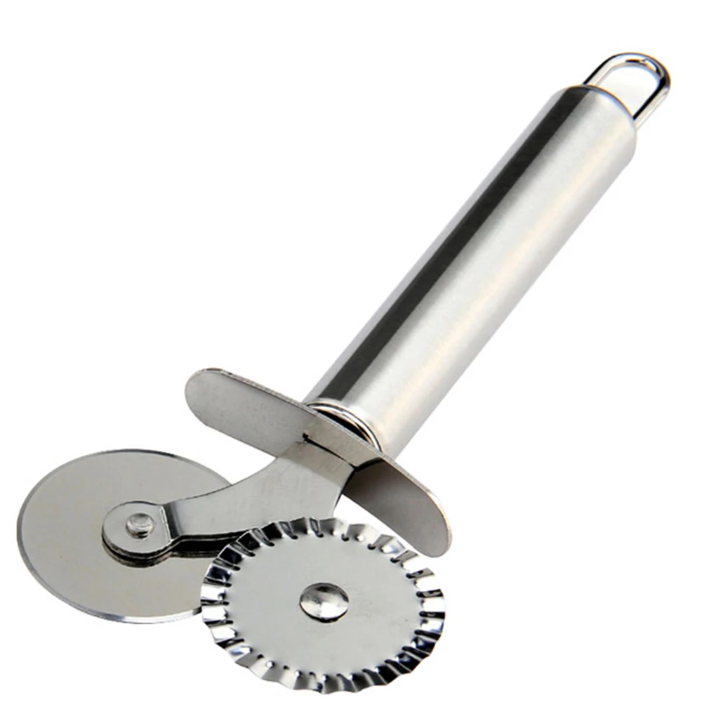 Stainless Steel Pizza Knife Cutter Scissors Double Roller Pastry Pasta