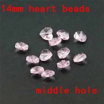 

Good Quality 100pc-2000pc Pink Color 14mm Heart Beads 1 Hole Crystal Chandelier Beads Glass Prism Lighting Suncatcher Diy Beads