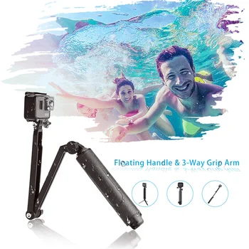 

TELESIN Waterproof Selfie Stick Floating Hand Grip +3-Way Grip Arm Monopod Pole Tripod for GoPro Xiaomi YI SJCAM EKEN Camera