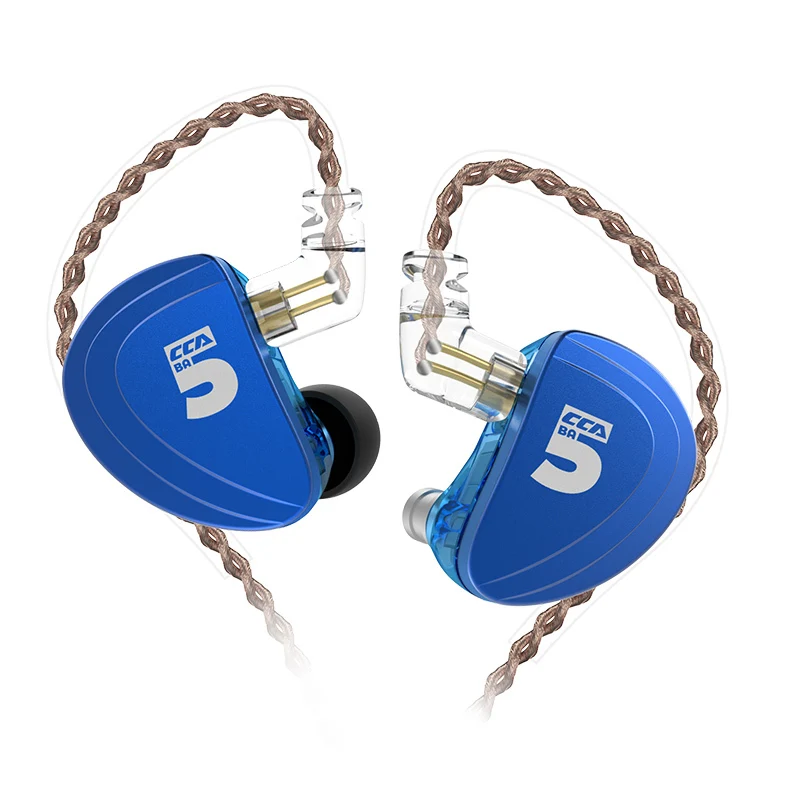 New CCA A10 Earphones 5BA Balanced Armature Drive Earphones In Ear Earbuds HIFI Bass Monitor For KB10 KB06 CCA C16 C10 ZS10PRO - Цвет: CCA A10 Blue No Mic