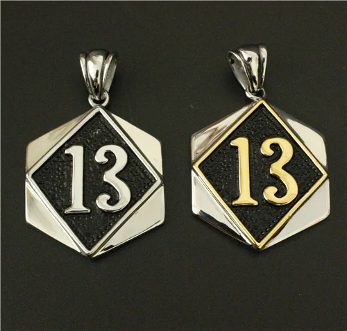 

Lucky Number 13 Pendant 316L Stainless Steel Polishing Cool Men Golden Motor Biker Pendant