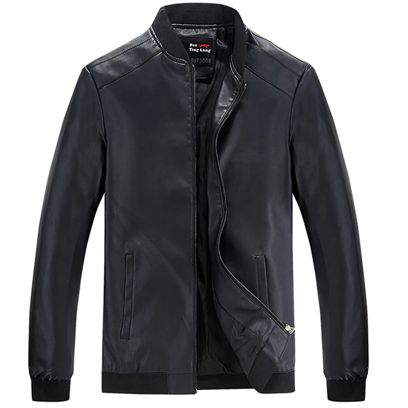 UNIVOS KUNI, мужская куртка из искусственной кожи, одноцветная, повседневная, модная, приталенная, дикая, брендовая, Осень-зима, большой размер 4XL Q6064