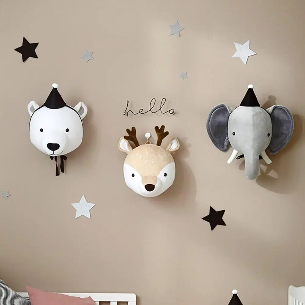 

Ins Style Custom Children's Baby Room Simulated Animal Shape Doll Decoration Wall Hanging Stereo Style Decoration