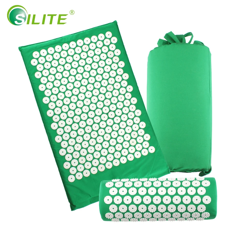 SILITE Fitness Massage Yoga Mats Lotus Acupuncture Mat With Pillow Set Relieve Stress Body Pain