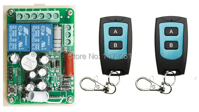 AC220V 2CH 10A Remote Control Light Switch Relay Output Radio Receiver Module and 2pcs Waterproof Transmitter