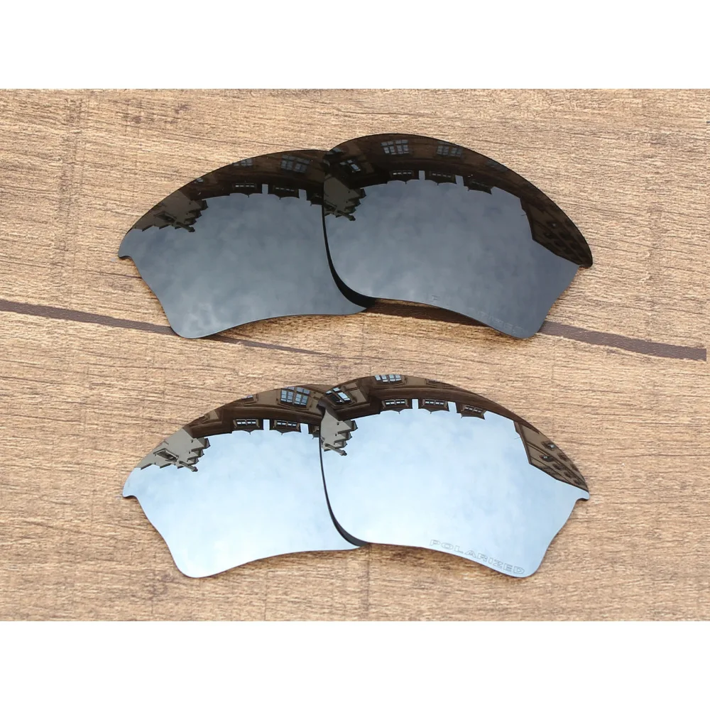 

Vonxyz 2 Pairs Stealth Black & Chrome Mirror Polarized Replacement Lenses for-Oakley Half Jacket XLJ Frame