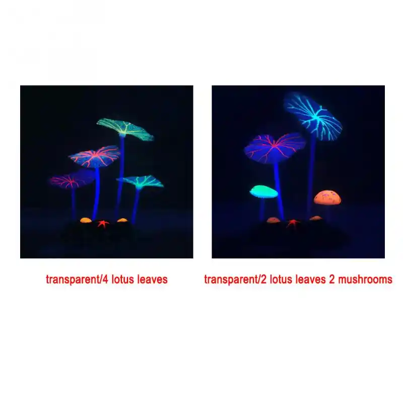 Glowing Coral Ornaments for Fish Tank Decorations Orange BINANO Lotus Coral Soft Silica Gel Moves Naturally with Water Flow Aquarium Decorations Glow in The Dark