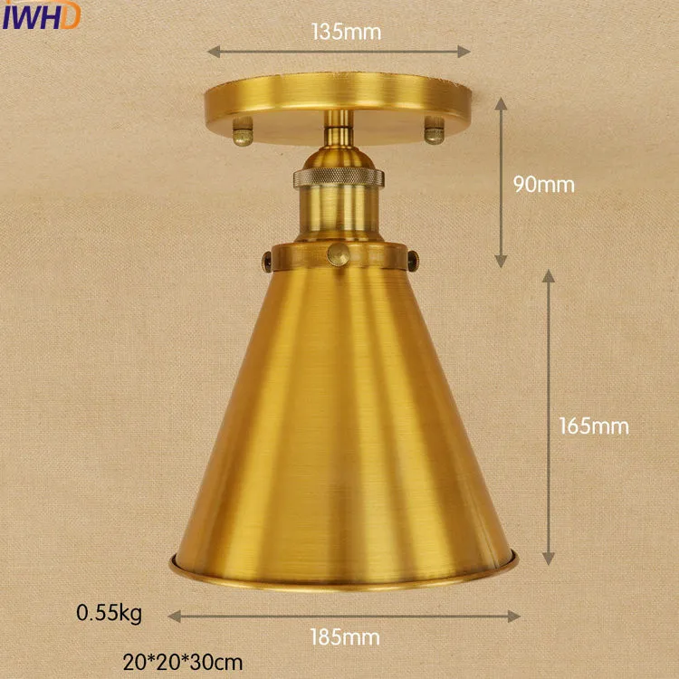 IWHD амеканский Золотой светодиодный потолочный светильник винтажный светильник для гостиной светильник потолочный промышленного назначения плафонный светильник освещение - Цвет корпуса: 1