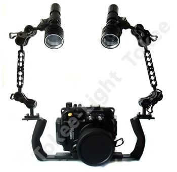 

Double 150mm arm bracket system+MK Waterproof Diving underwater Housing Case for Sony Nex-5R Nex 5R 6 7 Camera+2x ARCHON D10U