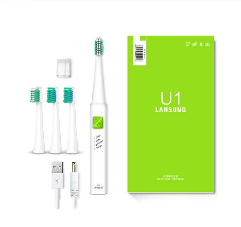 Lansung Rechargeable Sonic Electric Toothbrush Ultrasonic Whitening Teeth Vibrator Wireless Oral Hygiene Washable 4 Brush Heads Lansung Rechargeable Sonic Electric Toothbrush Ultrasonic Whitening Teeth Vibrator Wireless Oral Hygiene Washable 4 Brush Heads