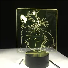 3D ночник в виде кошки сменный светодиодный светильник животного