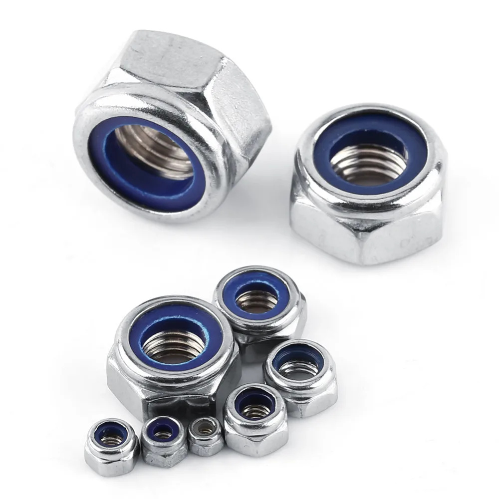 1 set M2 M12 Nuts Stainless Steel Locknut SS304 Self lock Nut Hex Nut