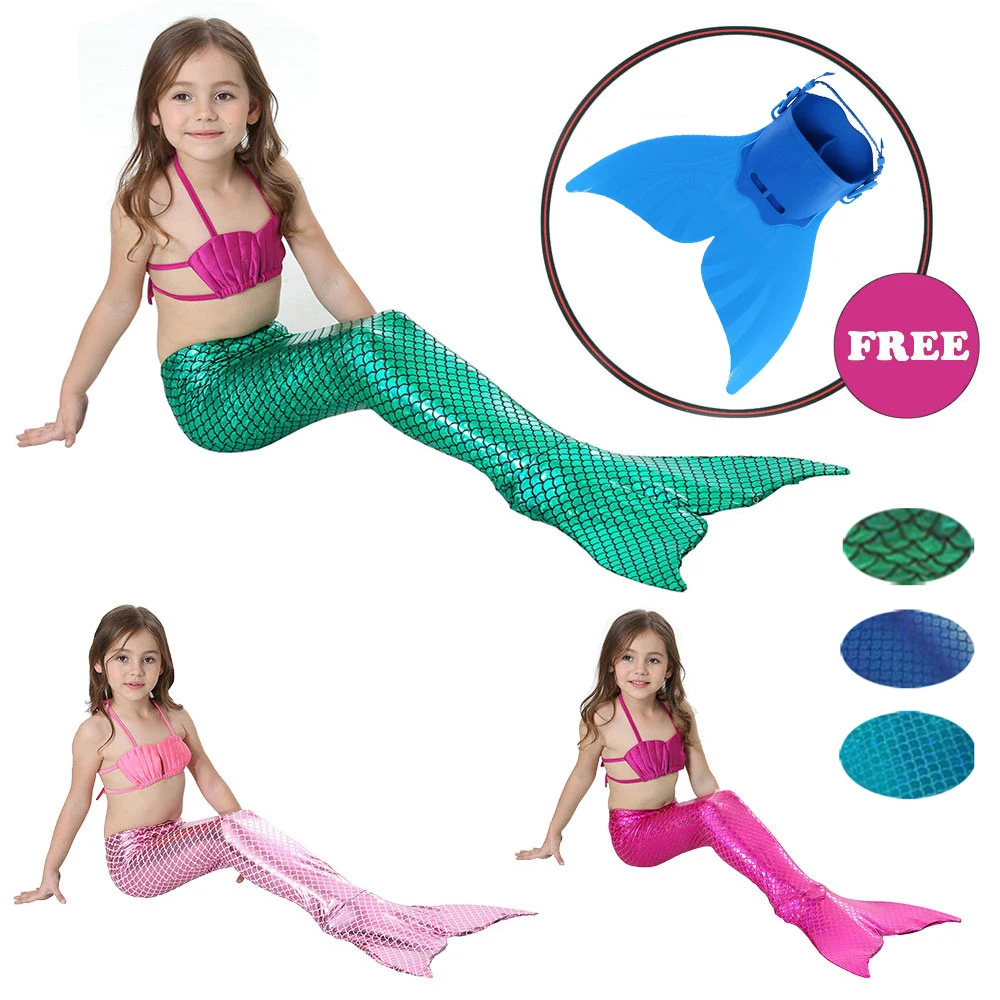 Girls Mermaid Tail For Girls Kids Fancy Dress Costume With Monofin Kid Zeemeerminstaart Cola De Sirena