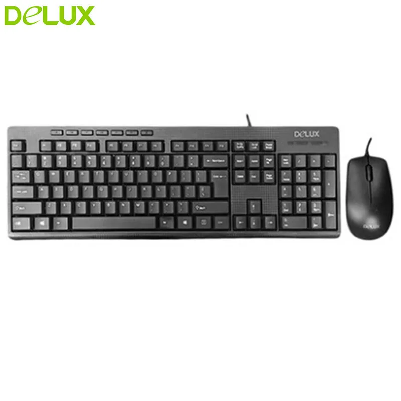 Проводная клавиатура Delux Combo K6300 + M138 оптическая эргономичная USB 1200DPI бесшумная