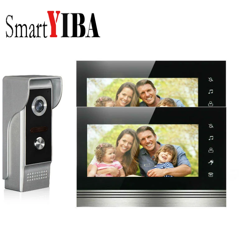 

SmartYIBA 7 Inch Video Doorbell Intercom Wired Door Phone Kit Visual Entry System Outdoor IR Camera Support Unlock Night Vision