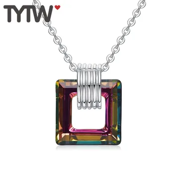 

TYTW Pendant Necklace Women Choker Chic Jewelry girl Gift Crystals From Austrian Beads Square pendants Drop shipping jewelry