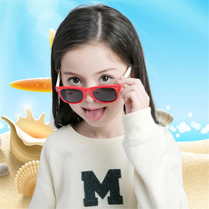 ASUOP новые силиконовые поляризованные детские солнцезащитные очки UV400 квадратные мужские и женские детские очки Брендовые дизайнерские мягкие солнцезащитные очки