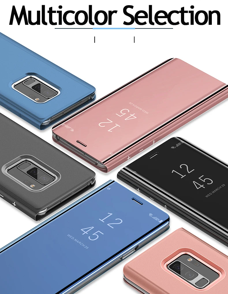 Умный зеркальный чехол с чипом для samsung Galaxy S9 Plus, прозрачный кожаный флип-чехол для samsung Note 9, 8, 5, S8 Plus, S7, S6 Edge Plus