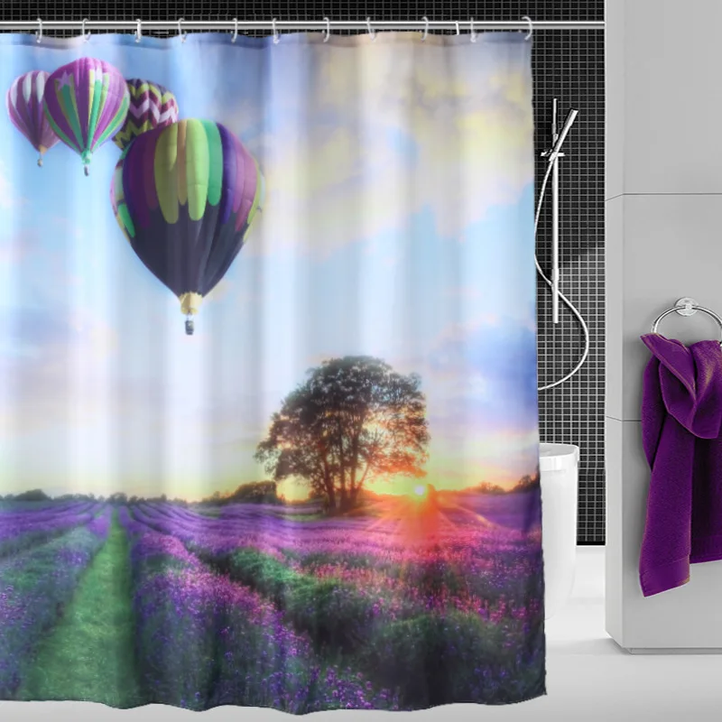 Hot Air Balloon Bath Decoration Shower Curtain Polyester Waterproof